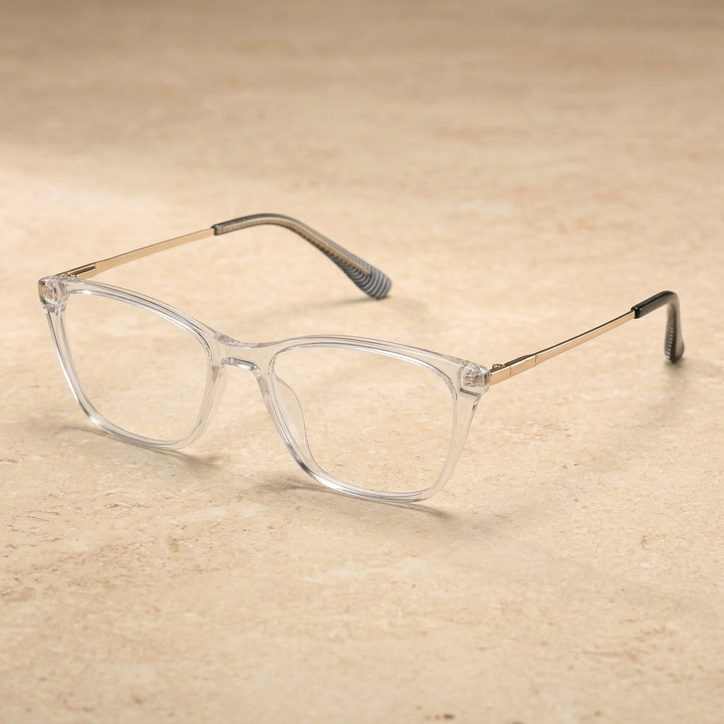 Kansept Women's Full Rim Square Tr 90 Alloy Reading Glasses 62208 LS208C5 CRYSTAL