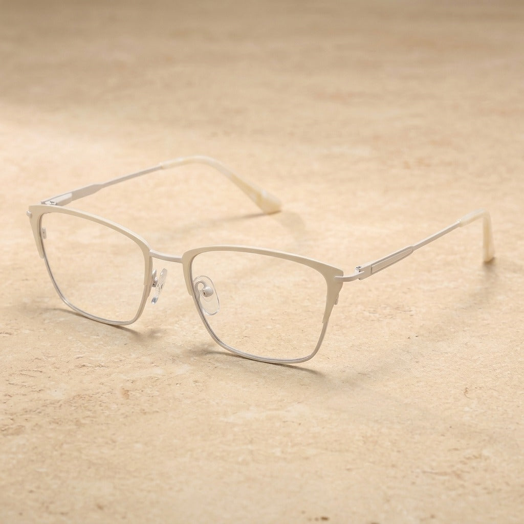 Kansept Women's Full Rim Square Tr 90 Alloy Reading Glasses 53321 MG33321C3 WHITE