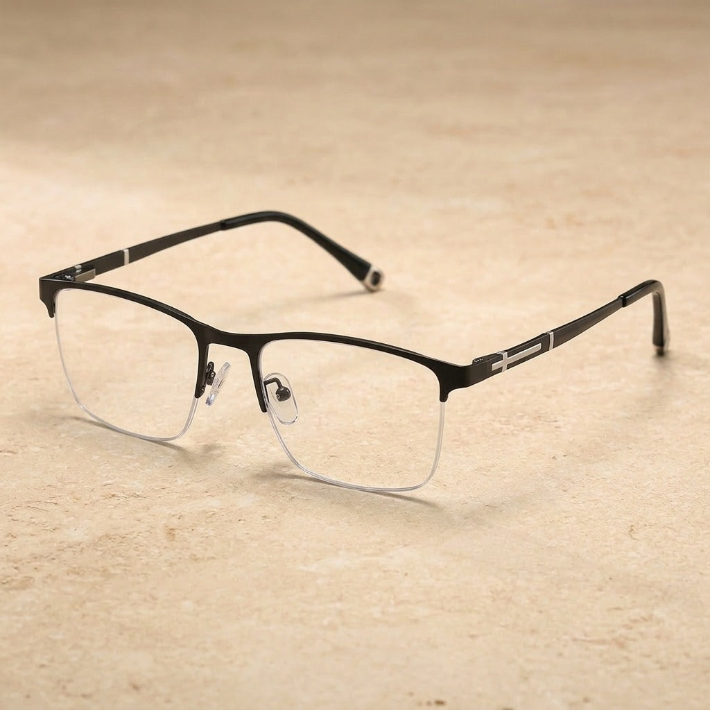 Kansept Unisex Full Rim Square Al-Mg-Titanium Reading Glasses 619211 P9211C1 BLACK