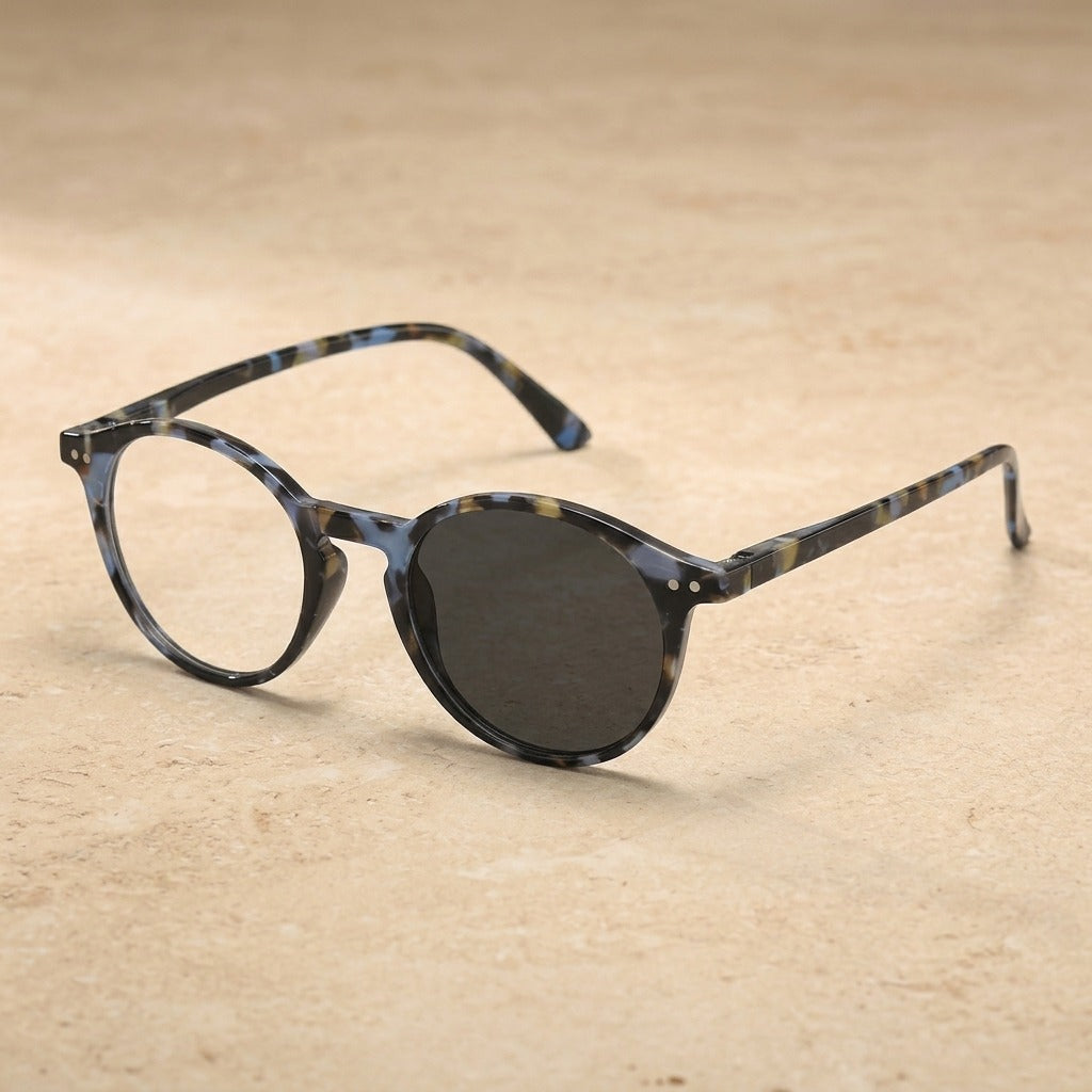 Kocolior Women's Full Rim Oval Round Pc Alloy Photochromic Reading Glasses 525003 — PHOTO Blue