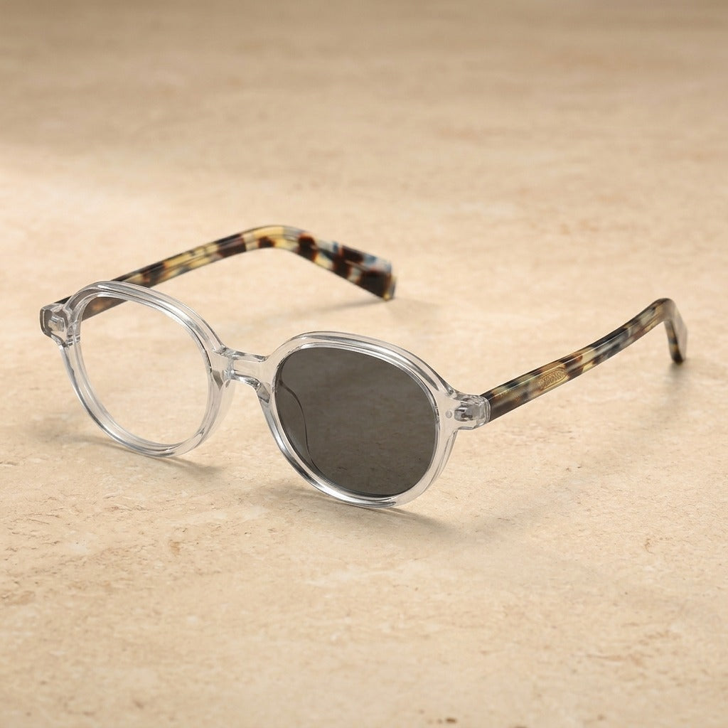 Kocolior Women's Full Rim Round Acetate Photochromic Reading Glasses 511018 — Photochromic Gray