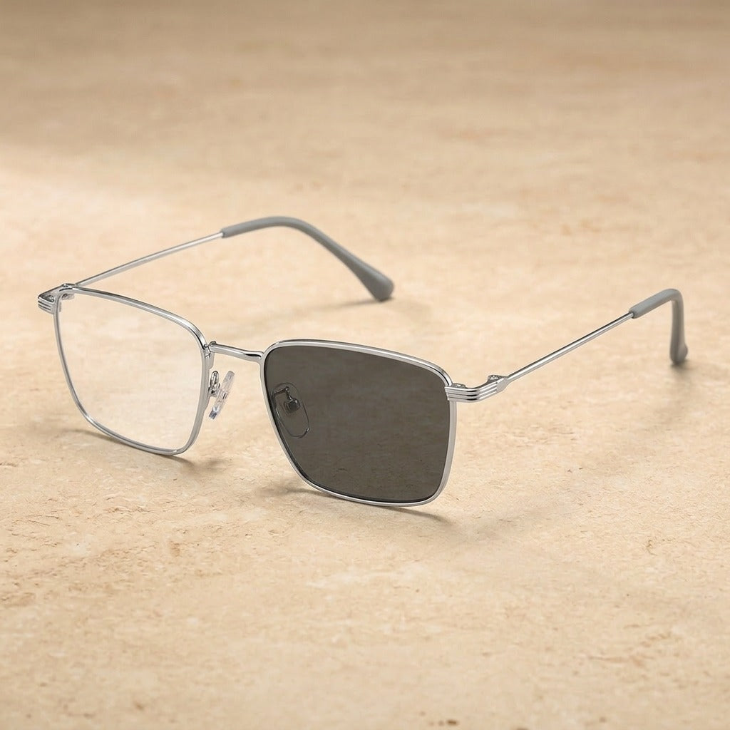 Kocolior Women's Full Rim Square Titanium Frames 214900 — Photochromic Silver
