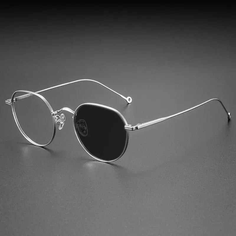 Kocolior Women's Full Rim Flat Top Round Titanium Photochromic Reading Glasses 513125 — Photochromic Silver