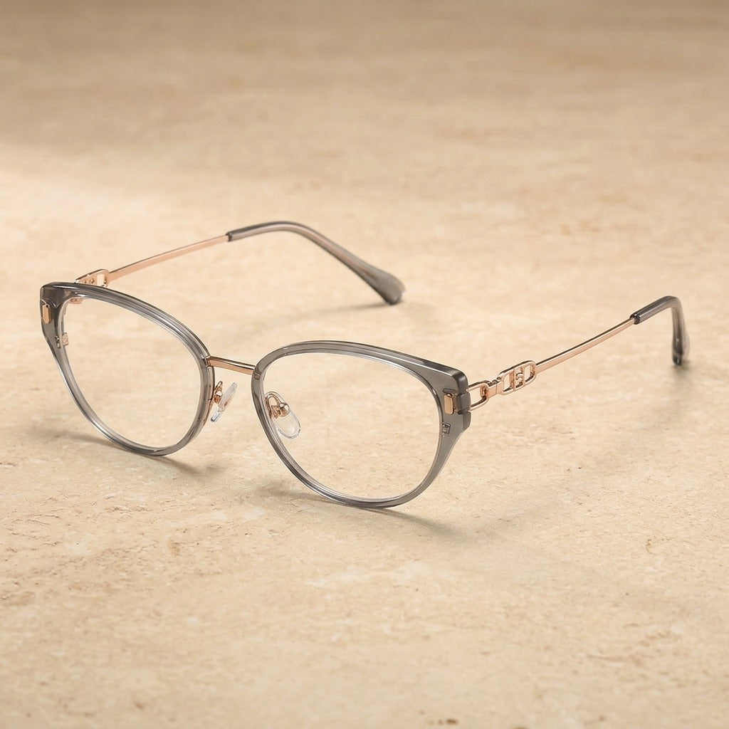 Kansept Women's Full Rim Oval Cat Eye Tr 90 Alloy Reading Glasses 12008 s12008C7 GRAY