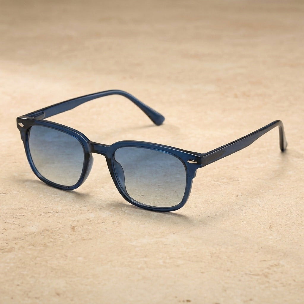 Kansept Unisex Full Rim Square Tr 90 Alloy Reading Glasses Clip On Sunglasses 34201 S34201C2 BLUE