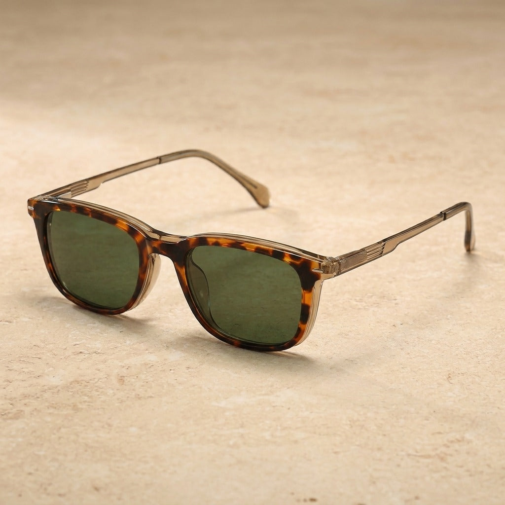 Kansept Unisex Full Rim Square Tr 90 Alloy Reading Glasses Clip On Sunglasses 34206 S34206C3 KHAKI