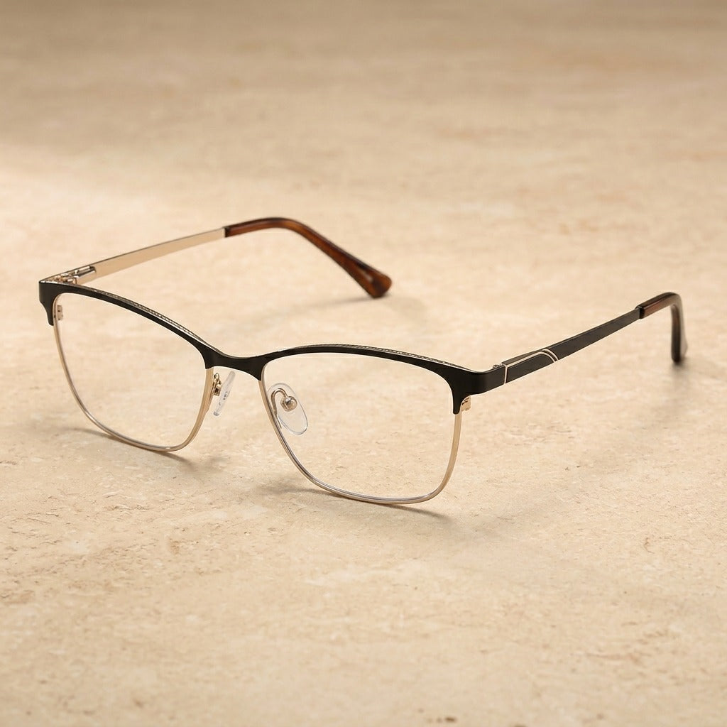 Kansept Women's Semi Rim Square Acetate Frames 220600 TF2206C1 BLACK