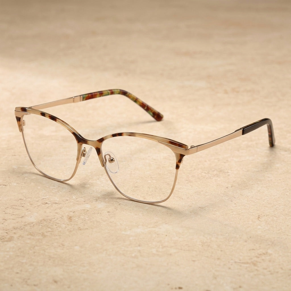 Kansept Women's Semi Rim Cat Eye Acetate Frames 221500 TF2215C2 BEIGE