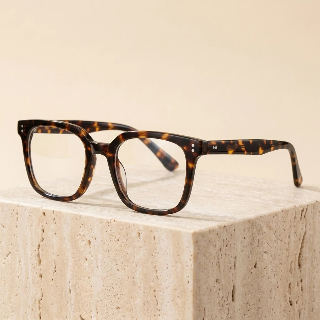 Cubojue Unisex Full Rim Square Oversized Tr 90 Titanium 152mm Myopic Reading Glasses Oz3320 - Tortoise