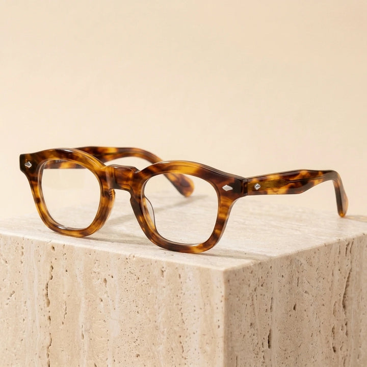 Cubojue Unisex Full Rim Square Acetate Myopic Reading Glasses 502445 - Tortoise