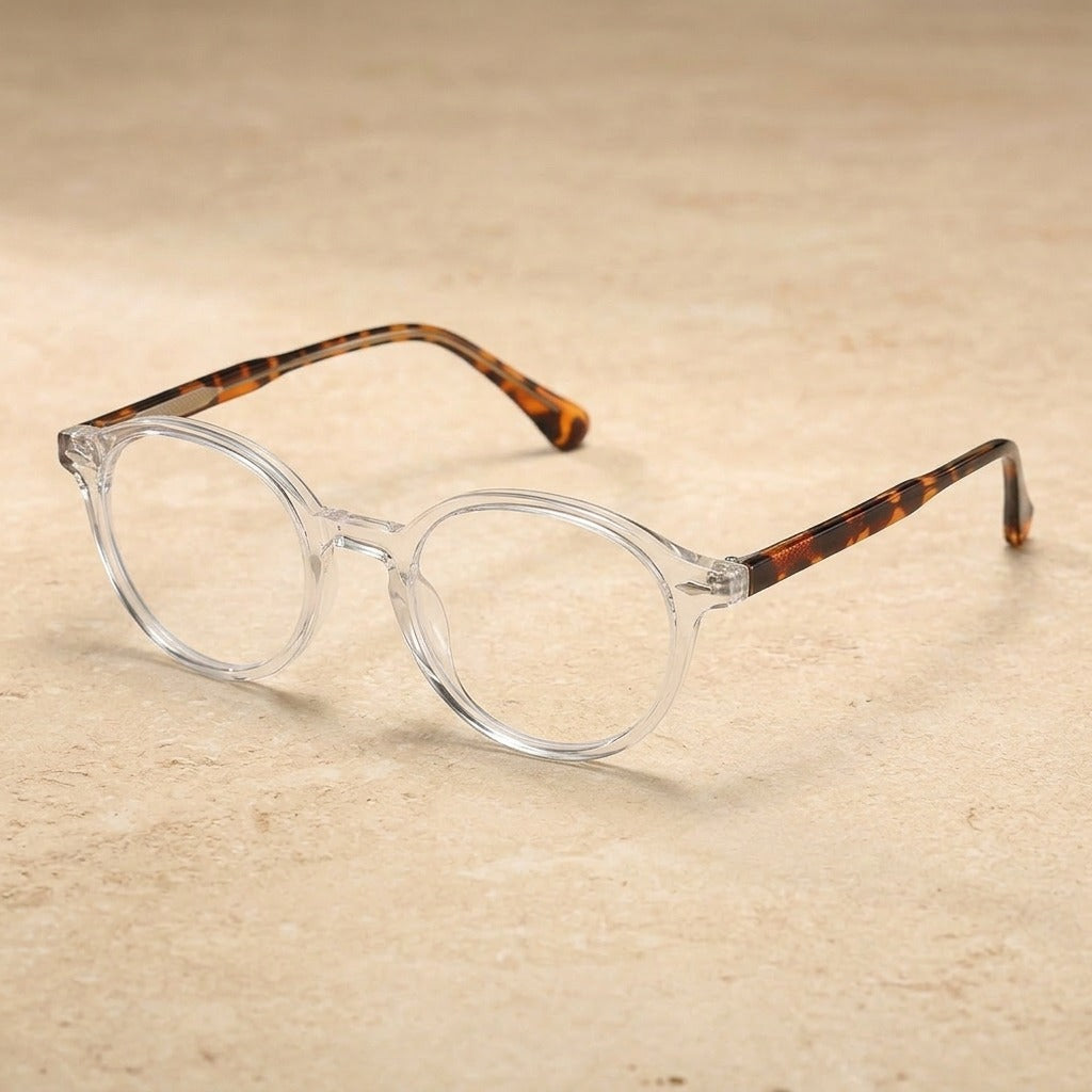 Kocolior 280190 Unisex Full Rim Round PC Alloy Frames — Transparent