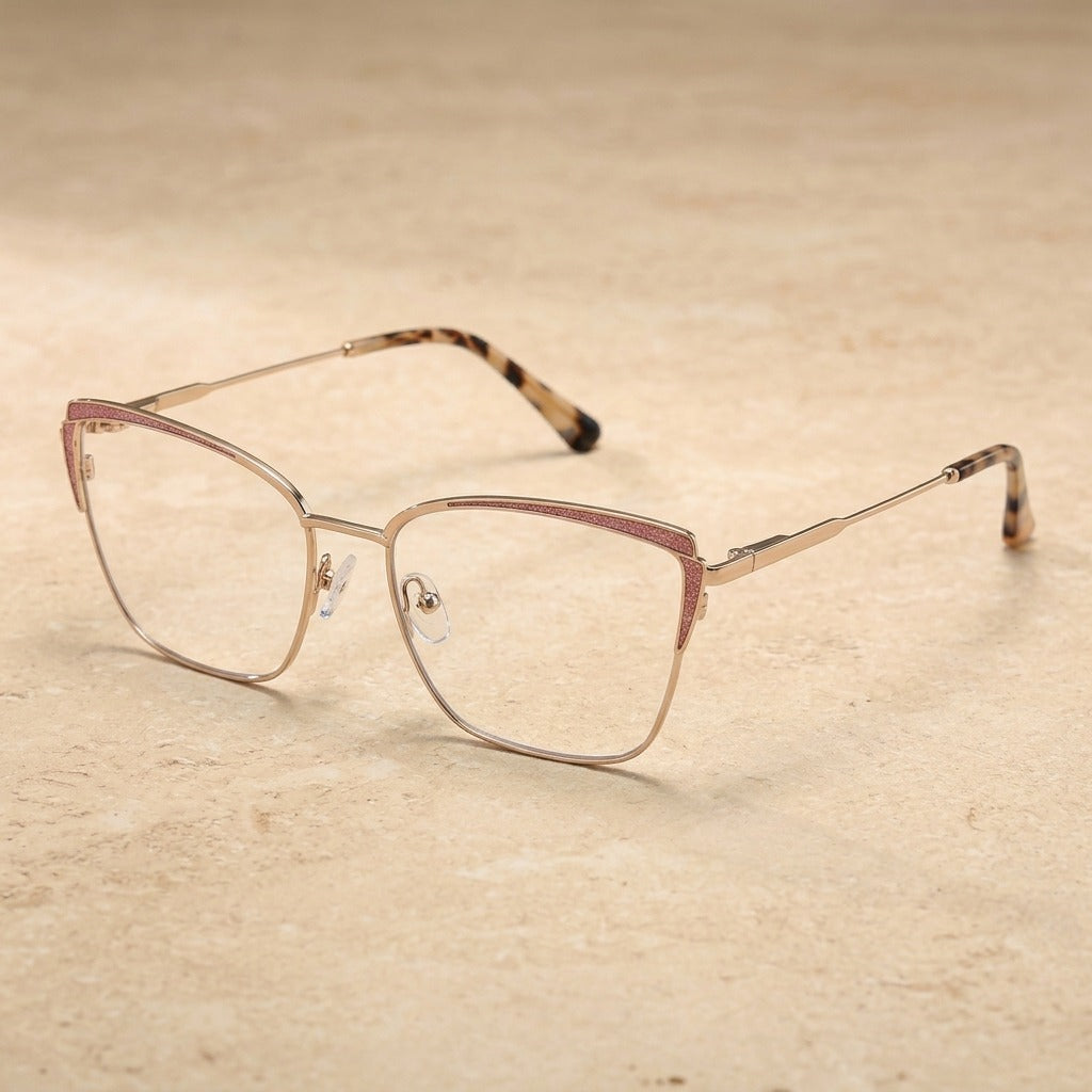 Kansept Women's Full Rim Square Metal Frames 020500 YJ0205C2 PINK GOLD