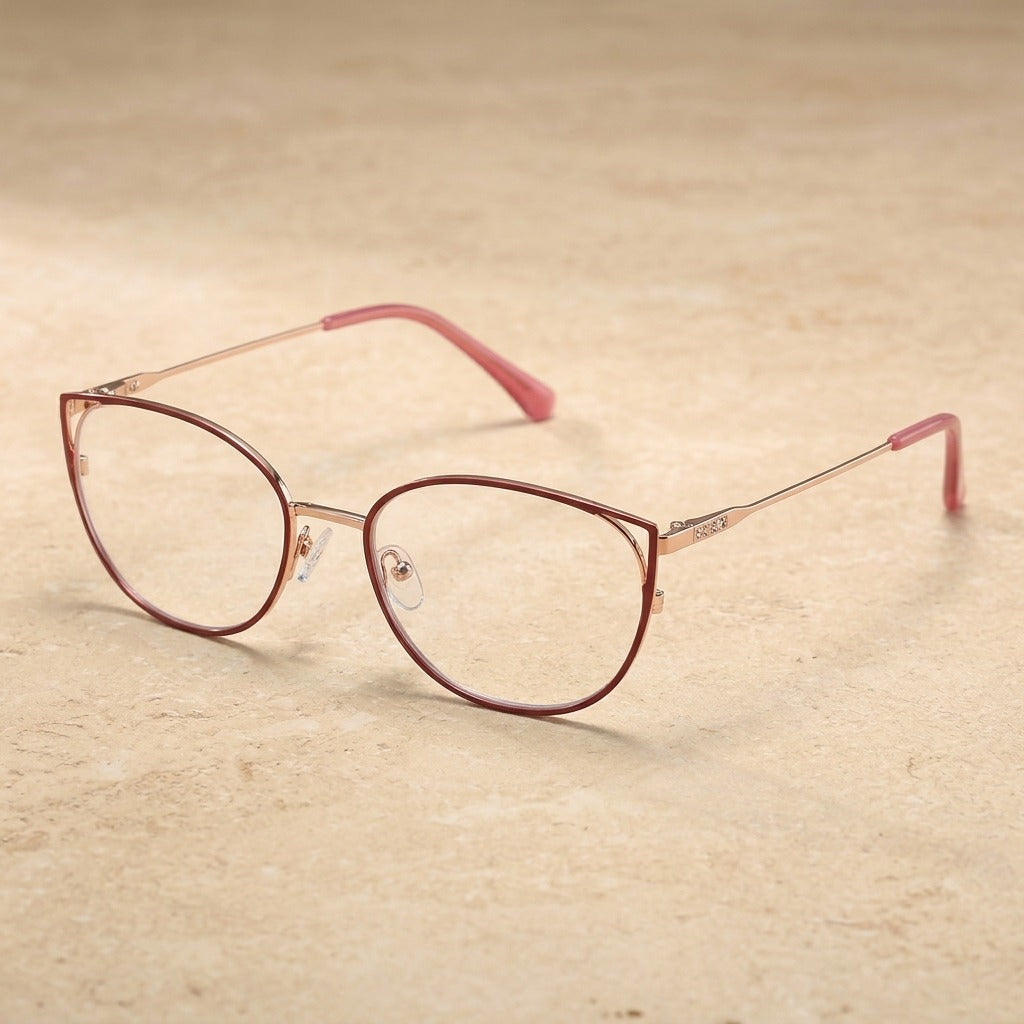 Kansept Women's Full Rim Oval Metal Frames 020900 YJ0209C1 RED