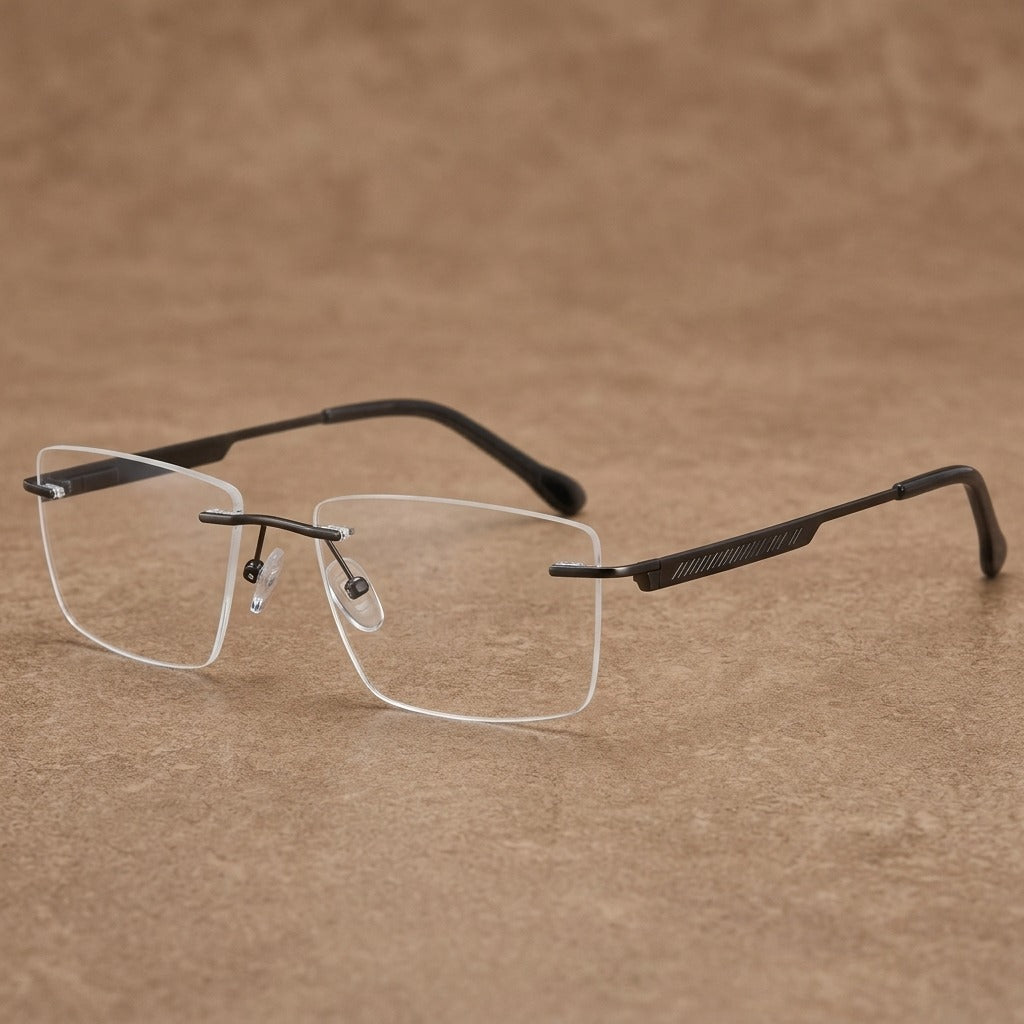 Kansept Women's Rimless Square Alloy Reading Glasses 72601 YT2601C1 BLACK