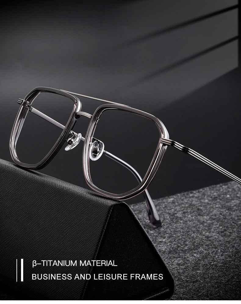 Vicky Mens Full Rim Big Square Double Bridge Titanium Reading Glasses 2216 — view 1 | Vicky at FuzWeb