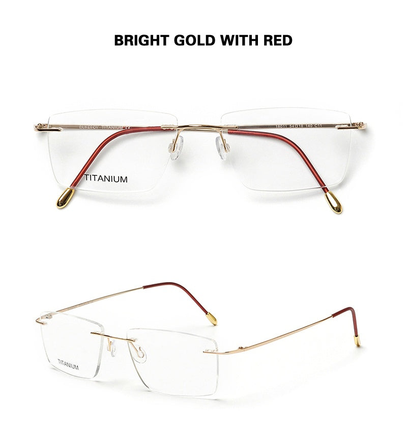 Chashma Ochki Unisex Rimless Square Titanium Eyeglasses 16011.