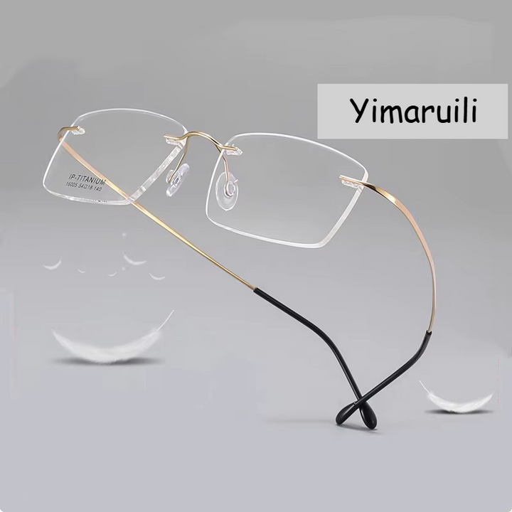 Yimaruili Unisex Rimless Square Oval Titanium Eyeglasses 41600 Rimless Yimaruili Eyeglasses