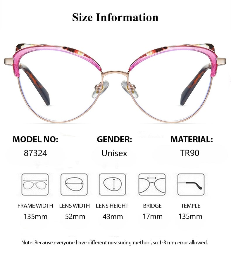 Summer Flower Womens Full Rim Oval Cat Eye Tr 90 Alloy Eyeglasses 87324 — view 1 | Summer Flower at FuzWeb