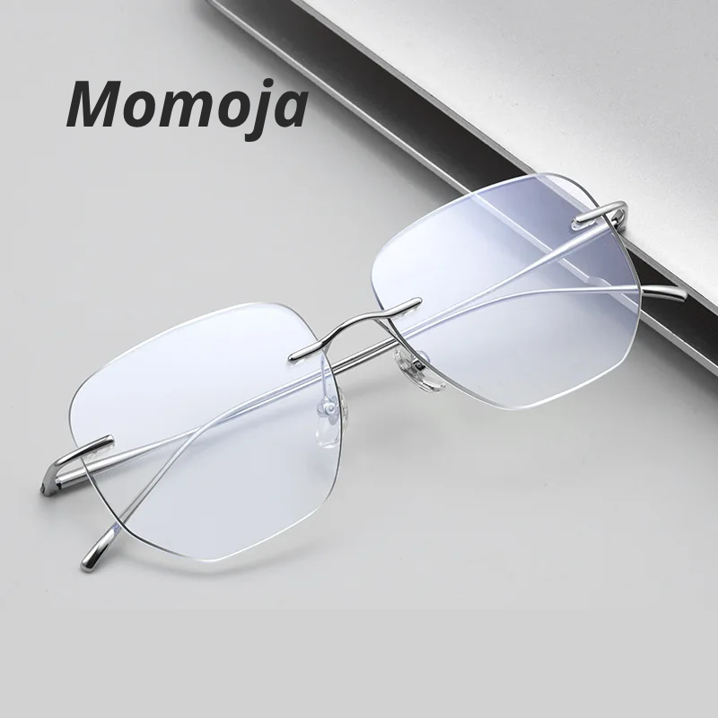 Momoja Women's Rimless Square Polygon Titanium Eyeglasses 728925