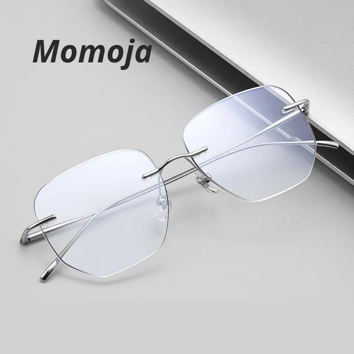 Momoja Women's Rimless Square Polygon Titanium Eyeglasses 728925