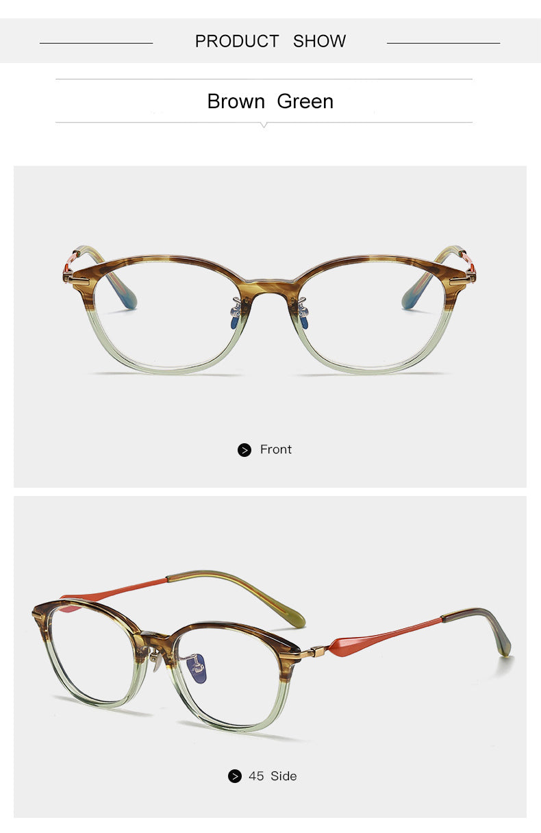 Krasivyy Unisex Full Rim Oval Square Acetate Titanium Eyeglasses 386063.