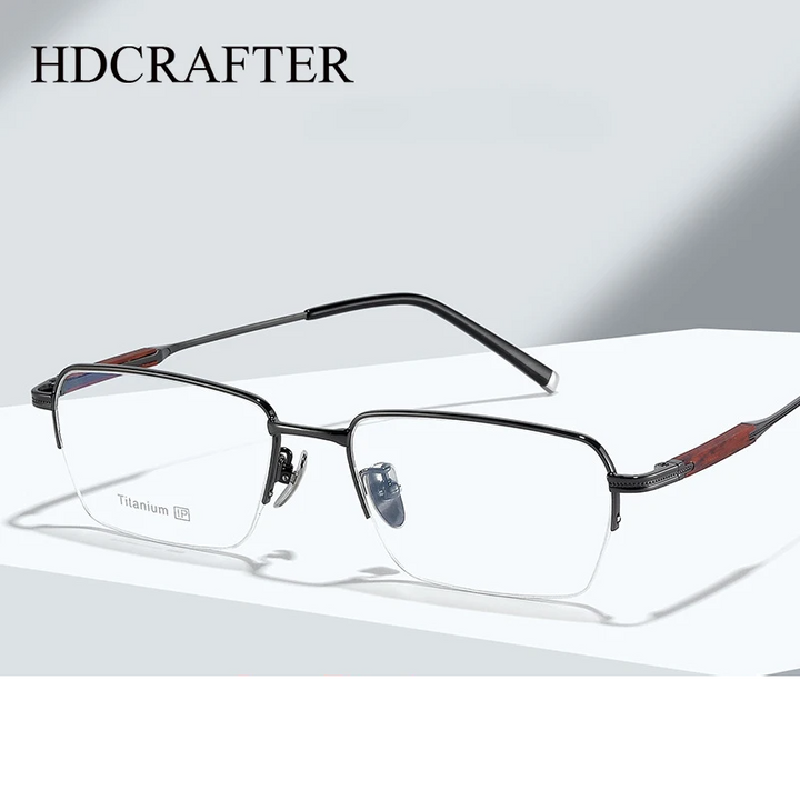 Hdcrafter Women's Semi Rim Oval Square Titanium Eyeglasses 618226