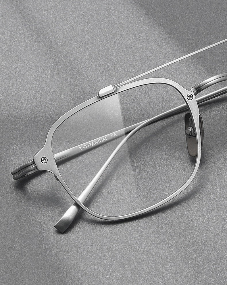 Bobbie Unisex Full Rim Square Double Bridge Titanium Eyeglasses 671319.