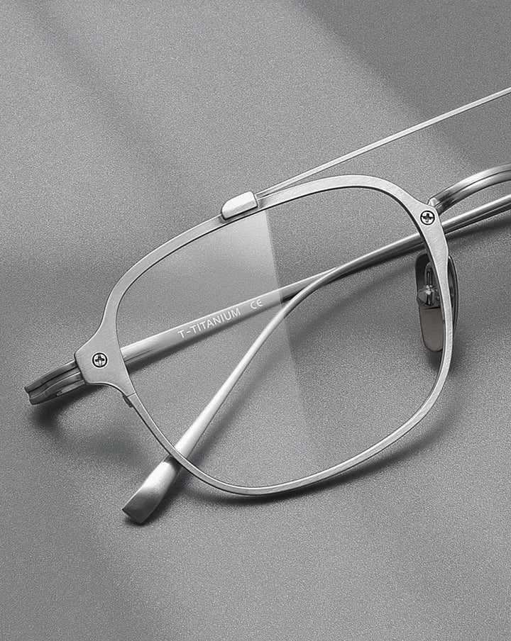 Bobbie Unisex Full Rim Square Double Bridge Titanium Eyeglasses 671319.