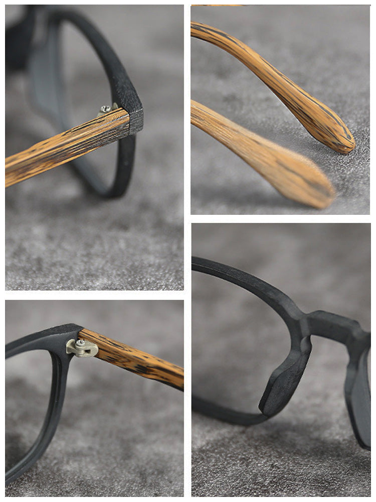 Hdcrafter Unisex Full Rim Square Wood Alloy Eyeglasses 1692 — view 1 | Hdcrafter Eyeglasses at FuzWeb