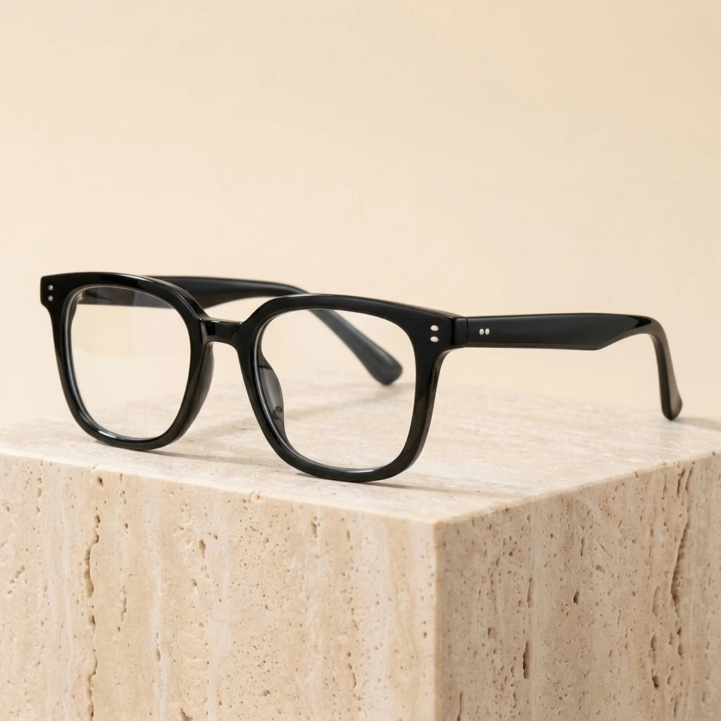 Cubojue Unisex Full Rim Square Oversized Tr 90 Titanium 152mm Myopic Reading Glasses Oz3320 - Black