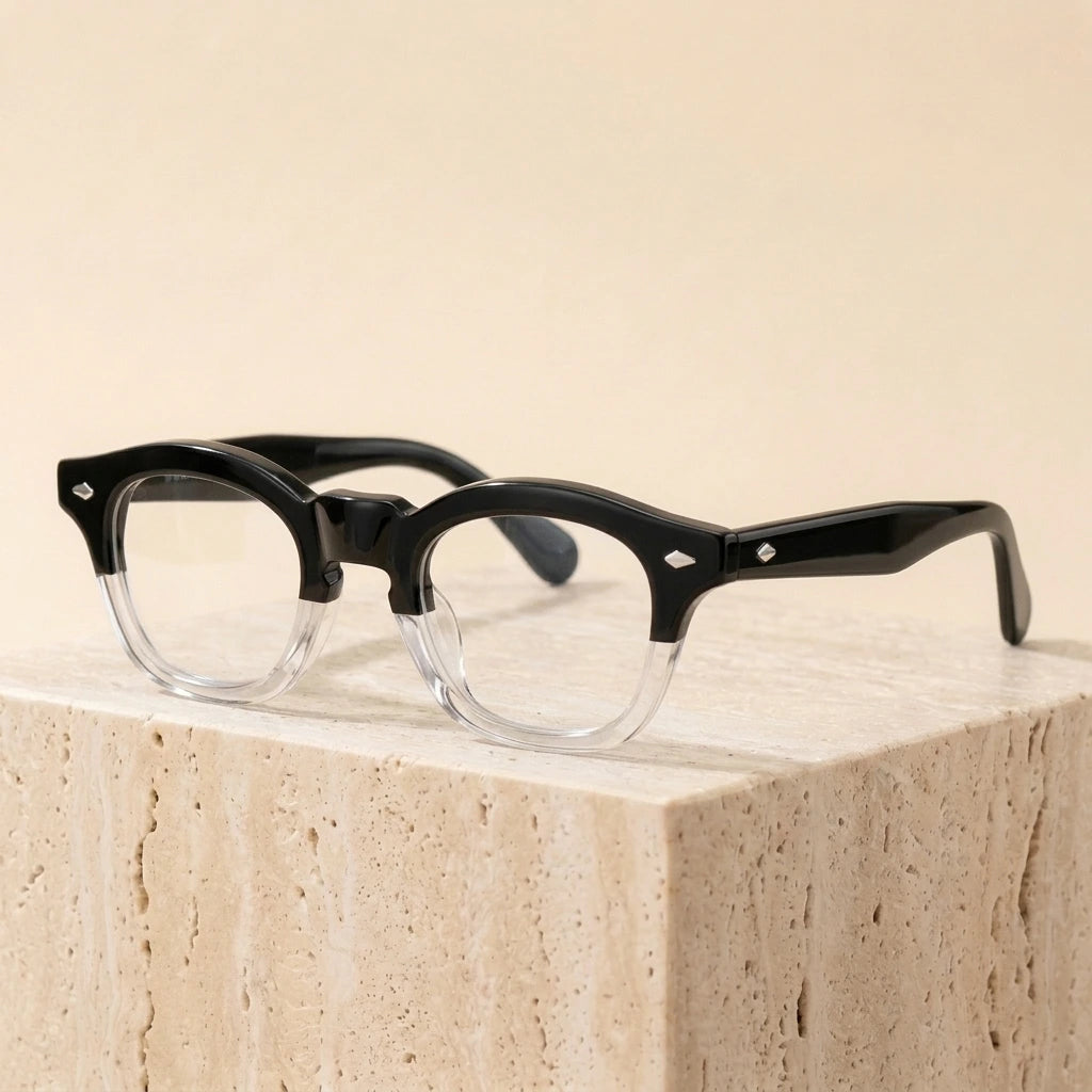 Cubojue Unisex Full Rim Square Acetate Presbyopic Reading Glasses 5024145v - Black Clear