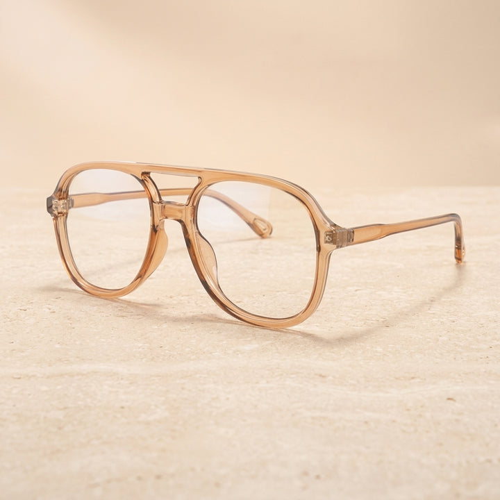 Kocolior Unisex Full Rim Square Double Bridge Tr 90 Reading Glasses 73312 - Brown