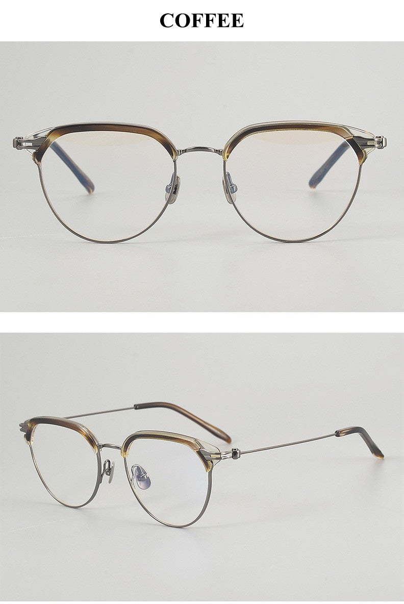 Chashma Unisex Full Rim Oval Round Acetate Titanium Eyeglasses 882410.