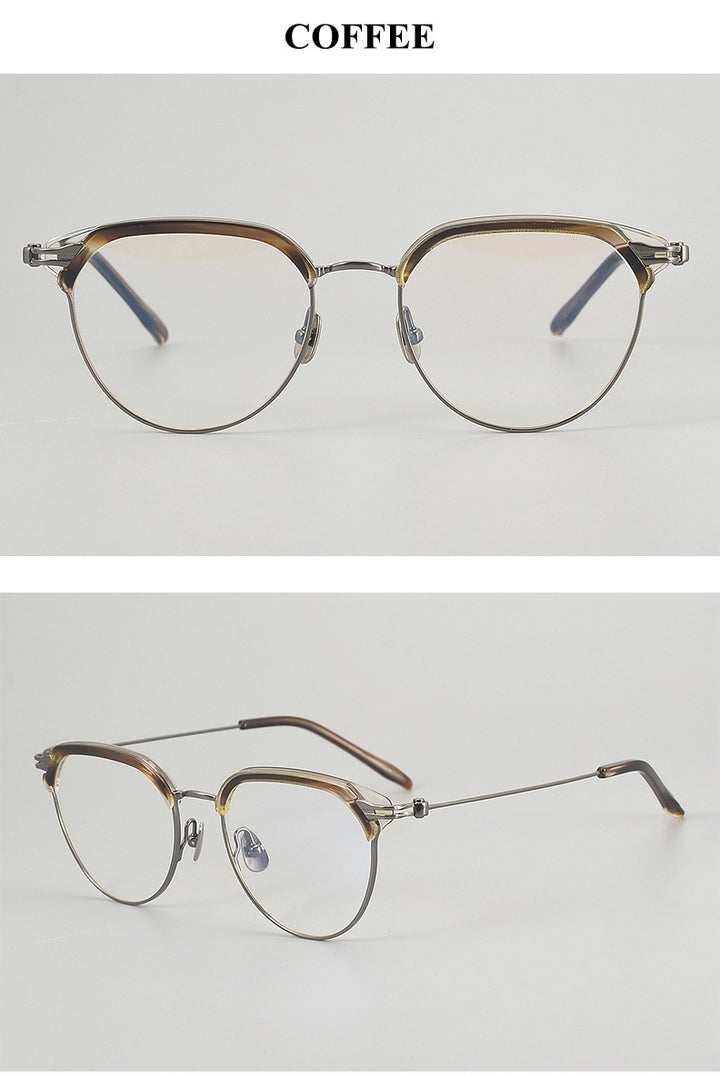 Chashma Unisex Full Rim Oval Round Acetate Titanium Eyeglasses 882410.