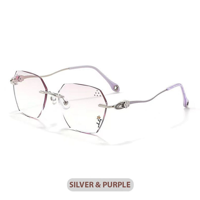 Chashma Ochki Womens Rimless Polygon Titanium Eyeglasses 315611 — view 1 | Chashma Ochki at FuzWeb