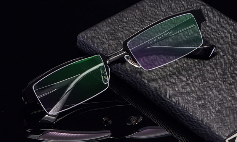 Chashma Ottica Mens Semi Rim Square Titanium Eyeglasses 119 — view 1 | Chashma Ottica at FuzWeb