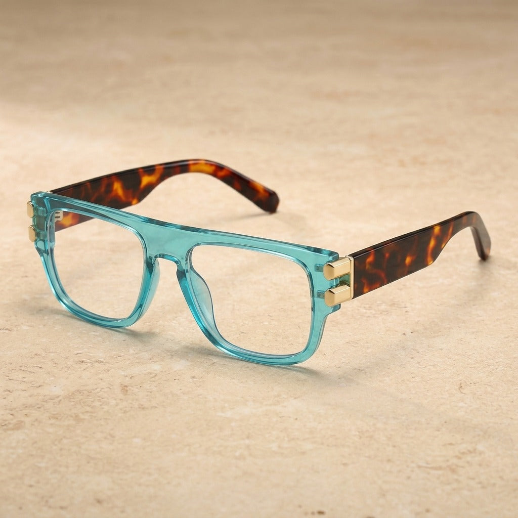 Kocolior 234200 Unisex Full Rim Square Brow Line Big PC Frames — Blue