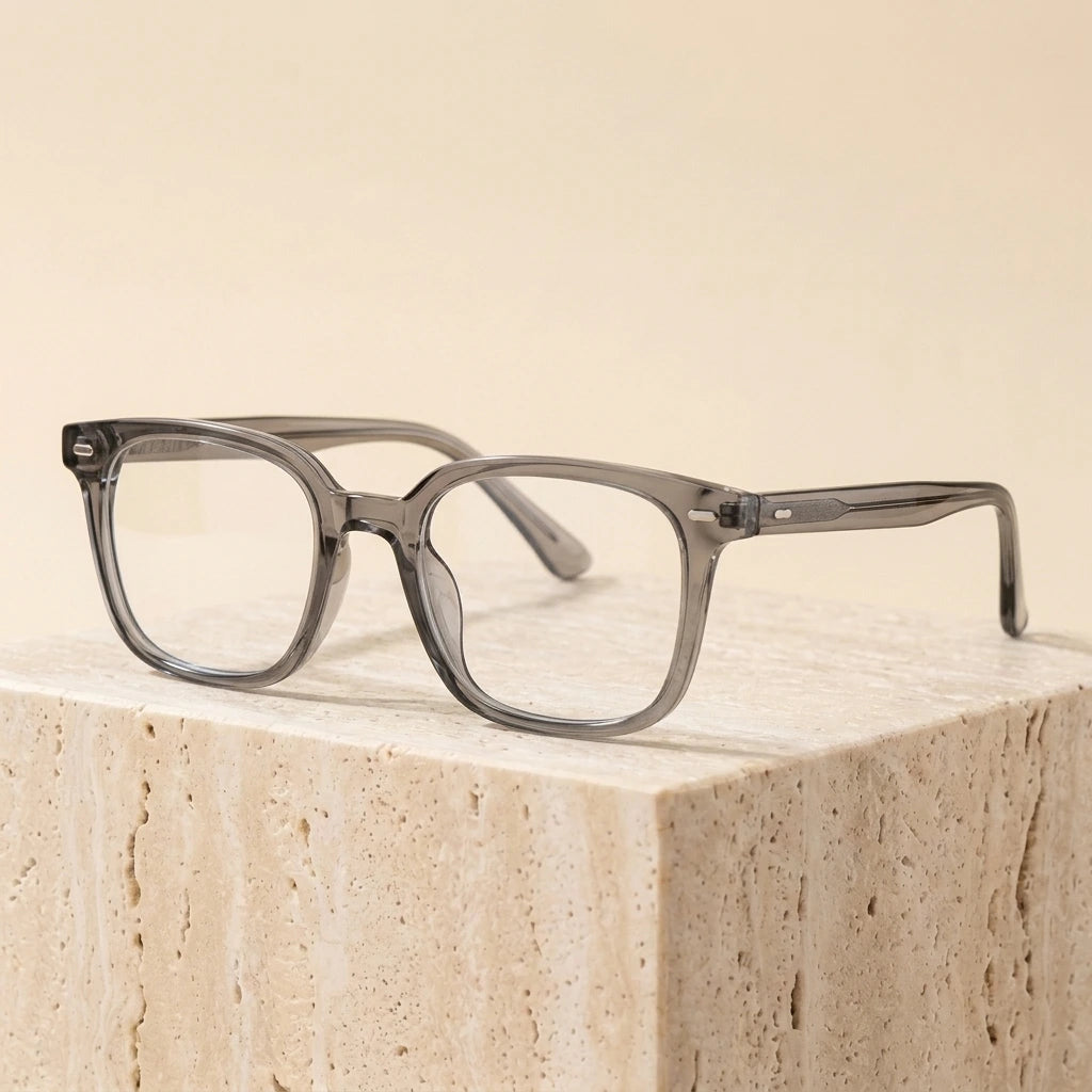 Cubojue Unisex Full Rim Square Oversized Tr 90 Titanium 152mm Myopic Reading Glasses Oz3320 - Grey