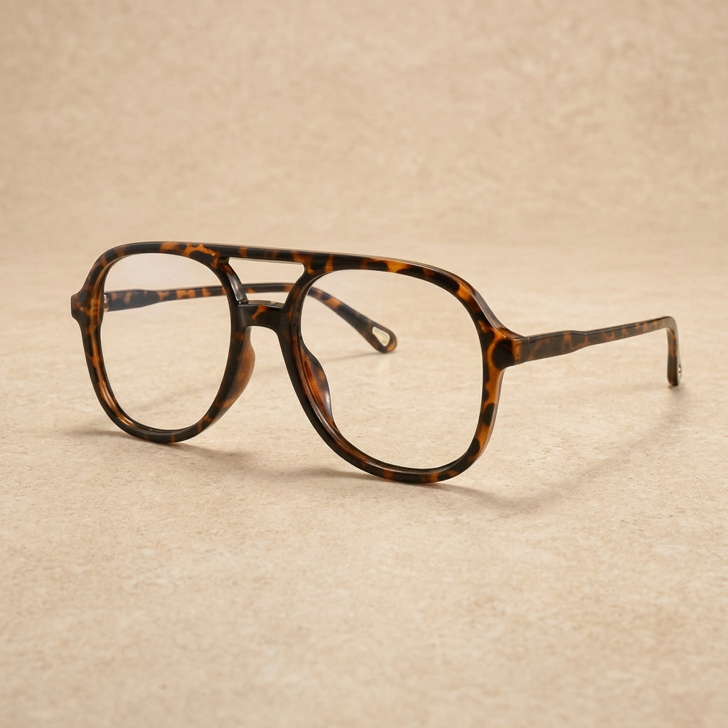 Kocolior Unisex Full Rim Square Double Bridge Tr 90 Reading Glasses 73312 - Leopard