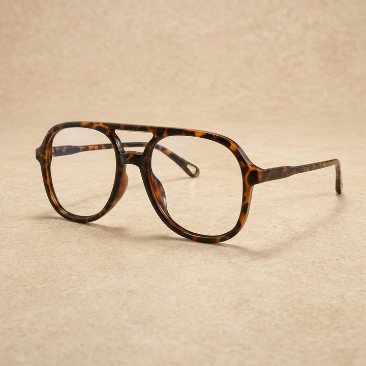 Kocolior Unisex Full Rim Square Double Bridge Tr 90 Reading Glasses 73312 - Leopard