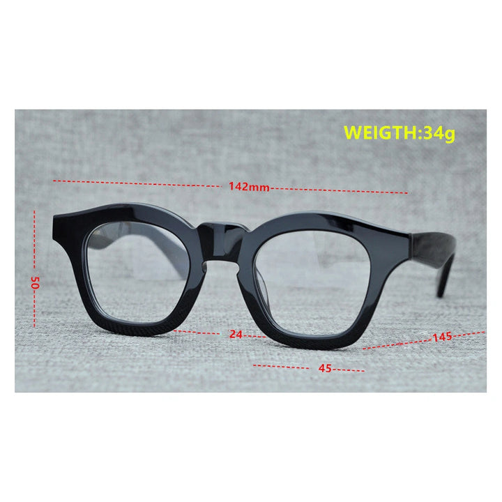 Cubojue Unisex Full Rim Square Acetate Myopic Reading Glasses 502445 - Official Size Guide