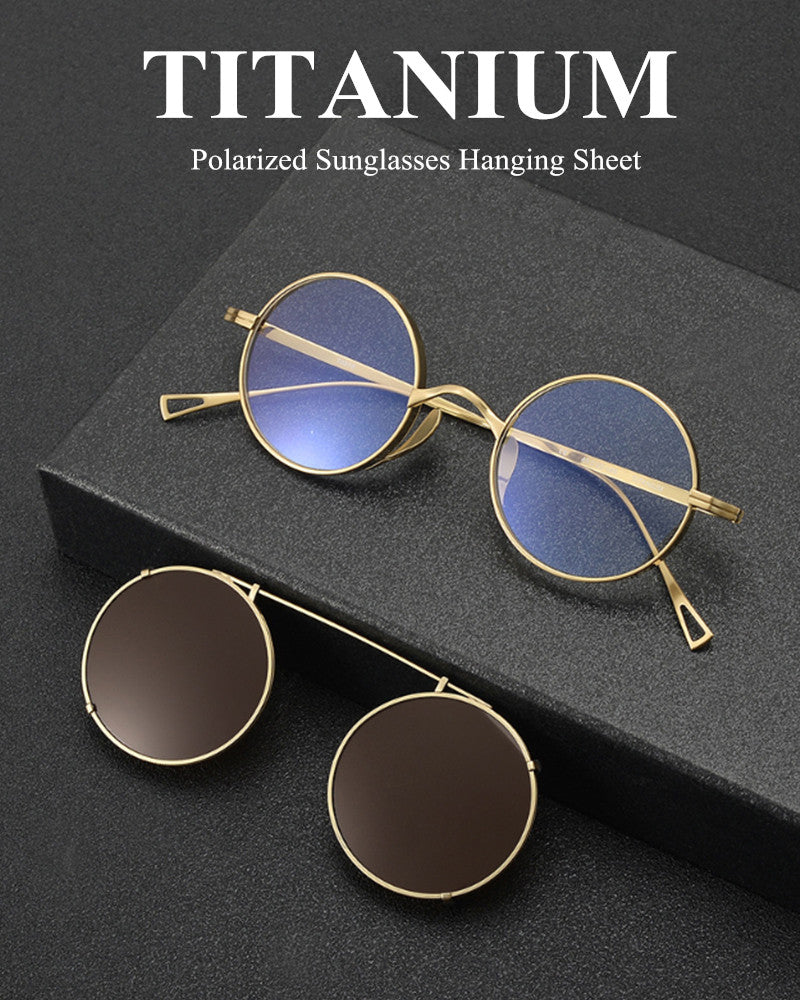 Bobbie Womens Full Rim Round Titanium Eyeglasses Clip On Sunglasses 612994 — view 1 | Bobbie at FuzWeb