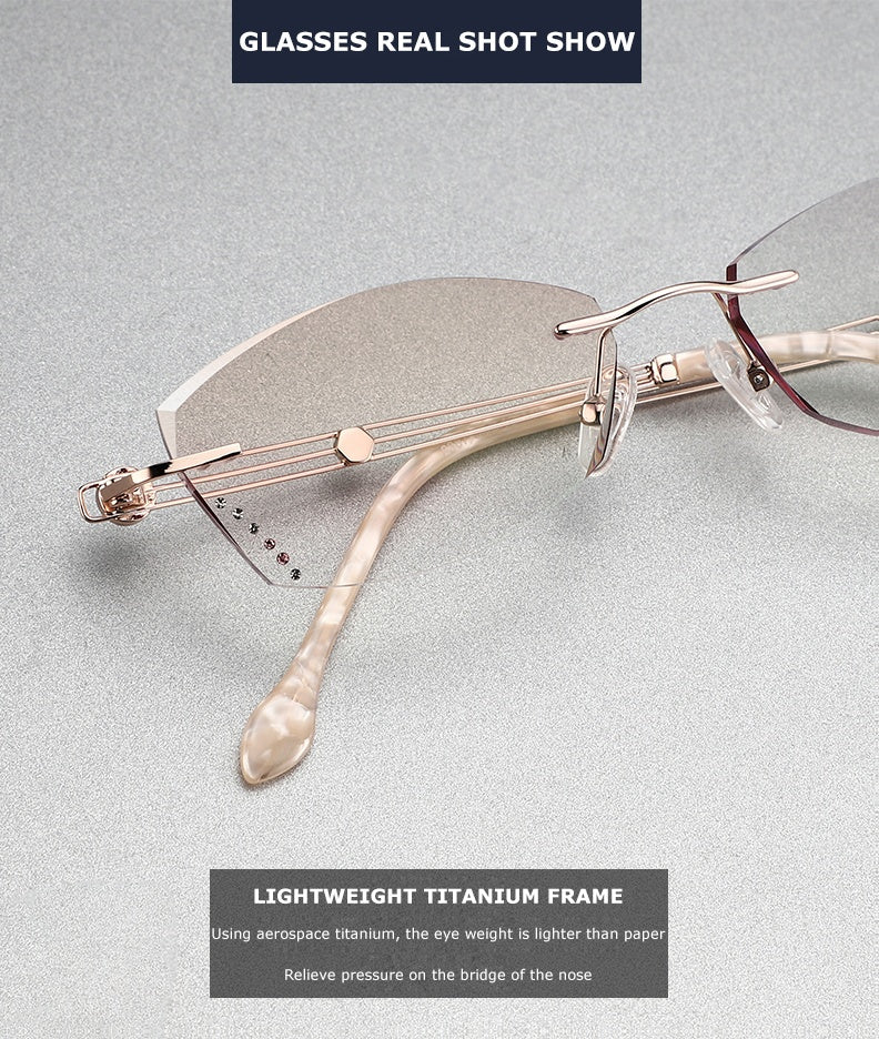 Chashma Womens Rimless Oval Titanium Eyeglasses 52008 — view 2 | Chashma at FuzWeb