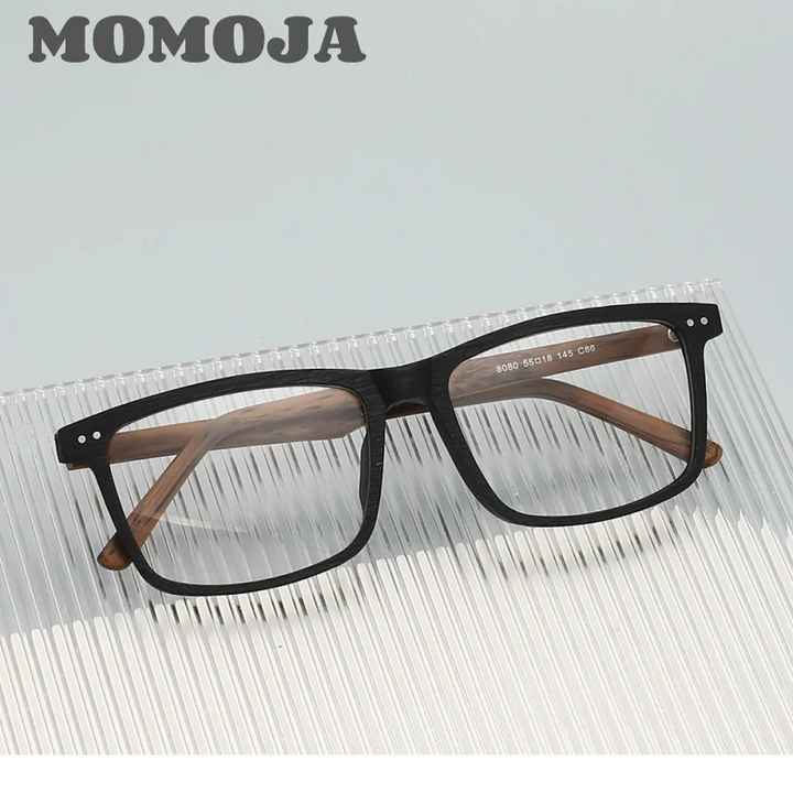 Momoja Unisex Full Rim Square Acetate Titanium Eyeglasses 78080