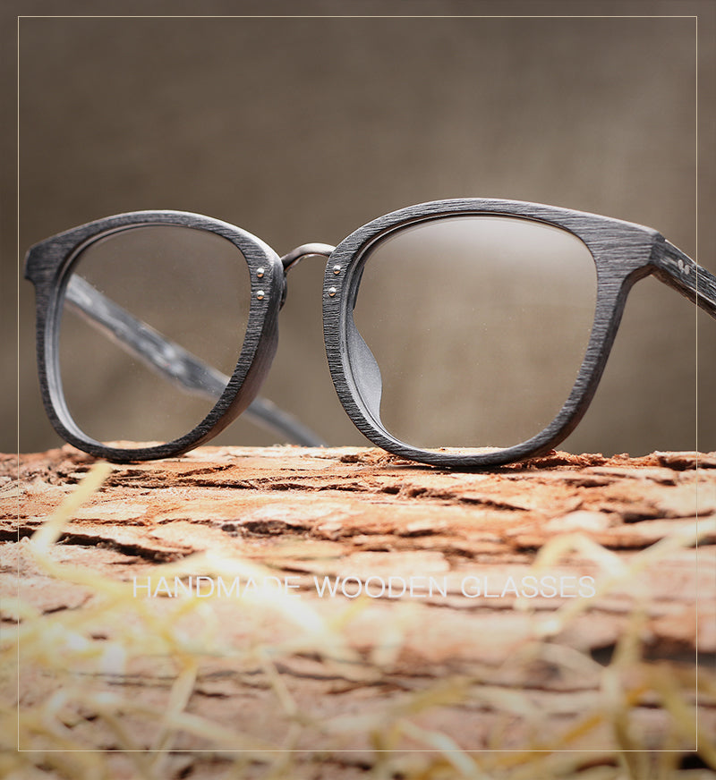 Hdcrafter Unisex Full Rim Round Square Wood Metal Frame Eyeglasses Hb029 — view 1 | Hdcrafter Eyeglasses at FuzWeb