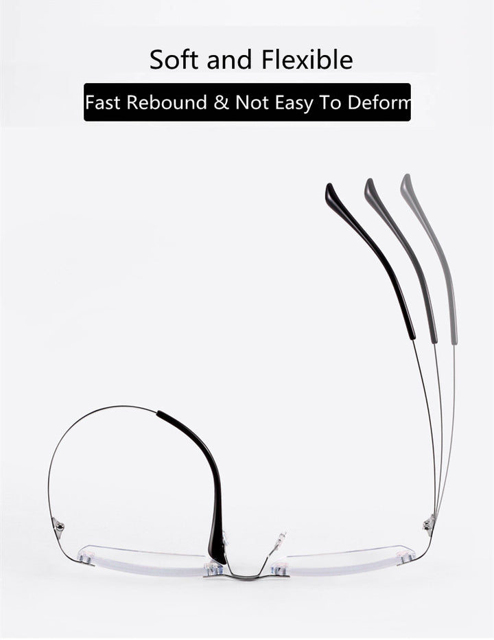 Kocolior Unisex Rimless Square Titanium Hyperopic Reading Glasses 8161 — view 5 | Kocolior at FuzWeb