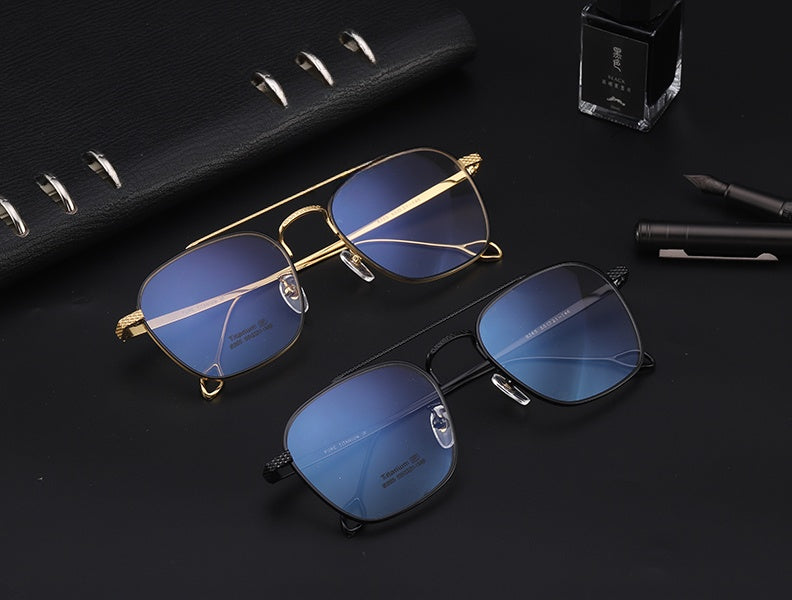 Chashma Ottica Unisex Full Rim Square Double Bridge Titanium Eyeglasses 83654 — view 1 | Chashma Ottica at FuzWeb