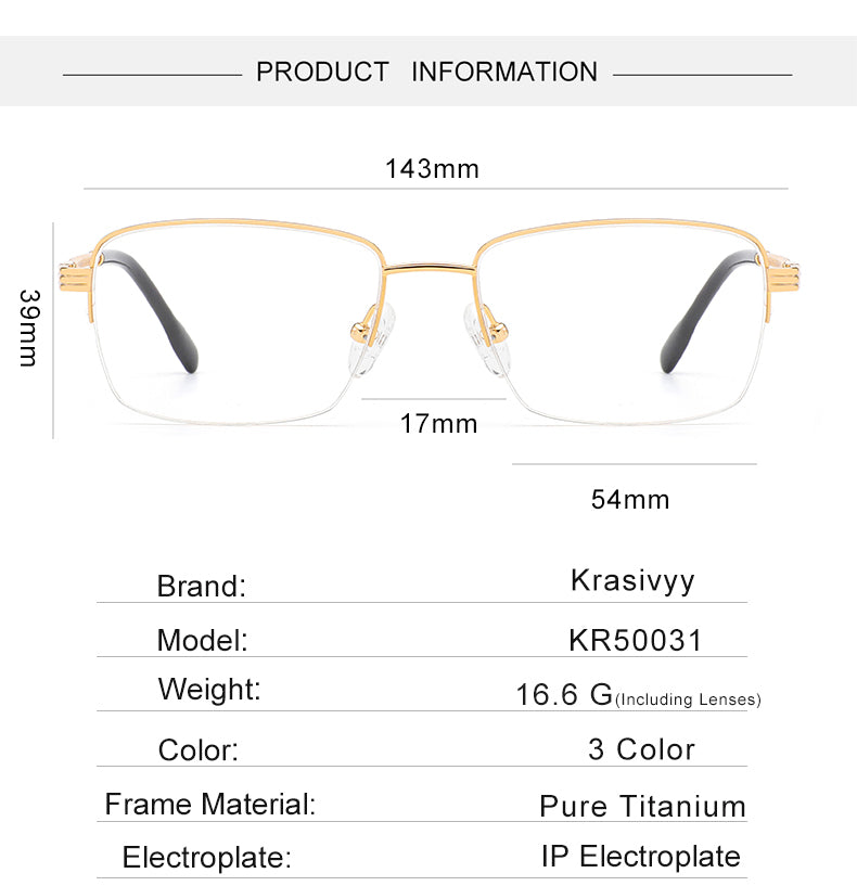 Krasivyy Unisex Semi Rim Square Titanium Eyeglasses 425031.