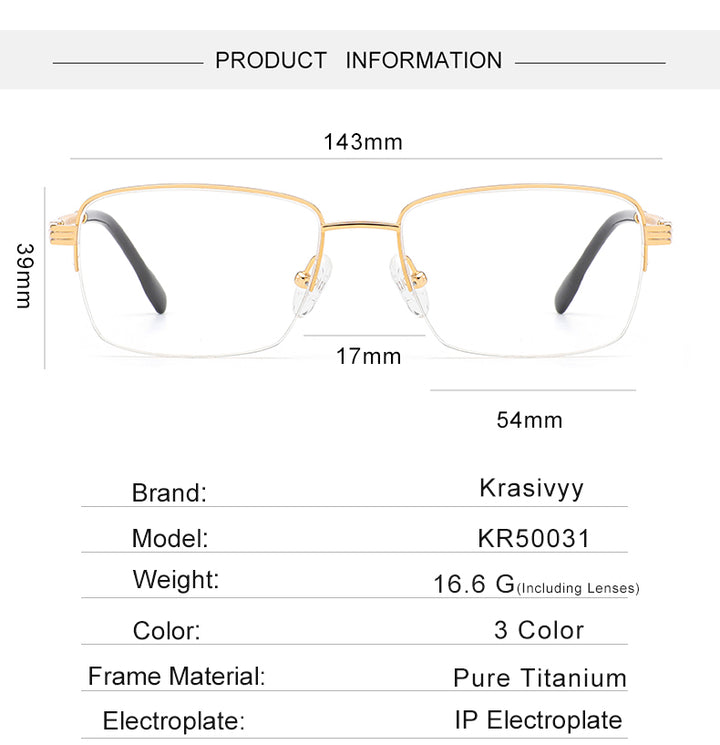Krasivyy Unisex Semi Rim Square Titanium Eyeglasses 425031.