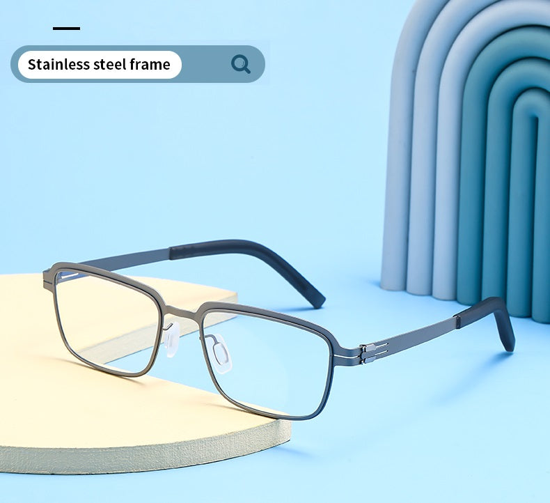 Bobbie Unisex Full Rim Square Screwless Steel Acetate Eyeglasses 165038 — view 2 | Bobbie at FuzWeb